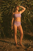 Women's high waisted bikini bottoms in Electric Dusk print, by Sunfolk Swimwear Australia