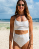 Women's crop bralette bikini top in Dune Daisy print, by Sunfolk Swimwear Australia