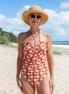 Women's Flattering One Piece Swimsuit in Sunburst print, by Sunfolk Swimwear Australia