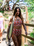 Women's crop bralette bikini top in Sunburst print, by Sunfolk Swimwear Australia