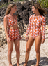 Women's high waisted surf & swim short in Sunburst print, by Sunfolk Swimwear Australia