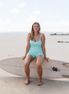 Women's swimming onesie and swim bodysuit in Wildflower print, by Sunfolk Swimwear Australia