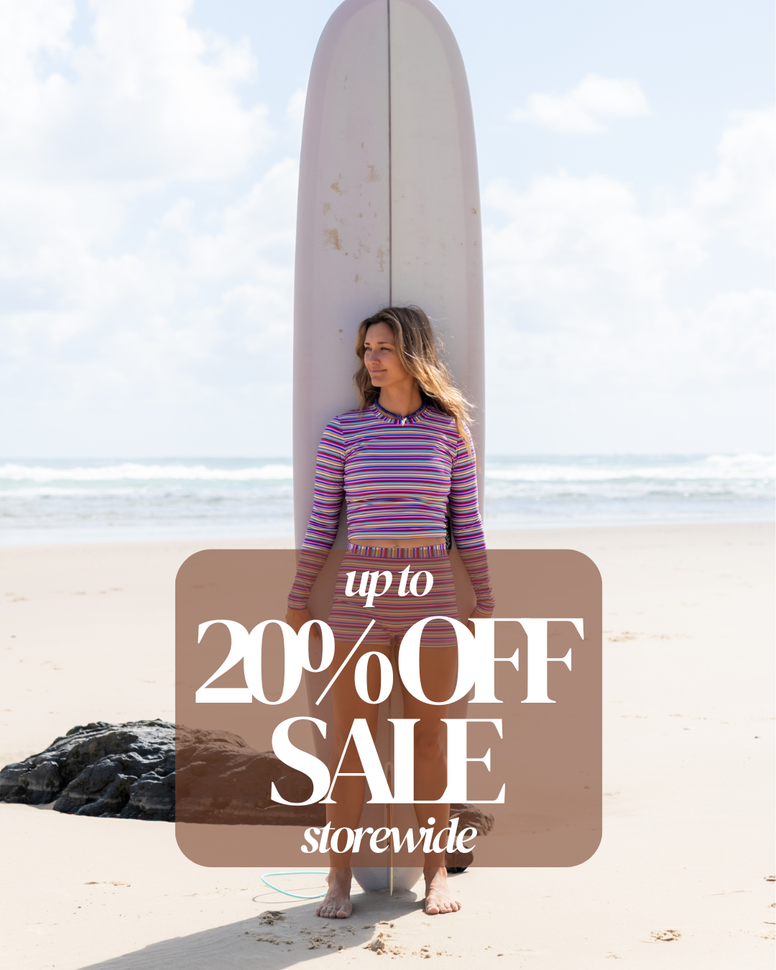 Sunfolk Swimwear sale - up to 20% off storewide on women's surf suits, rashies and swimwear Australia