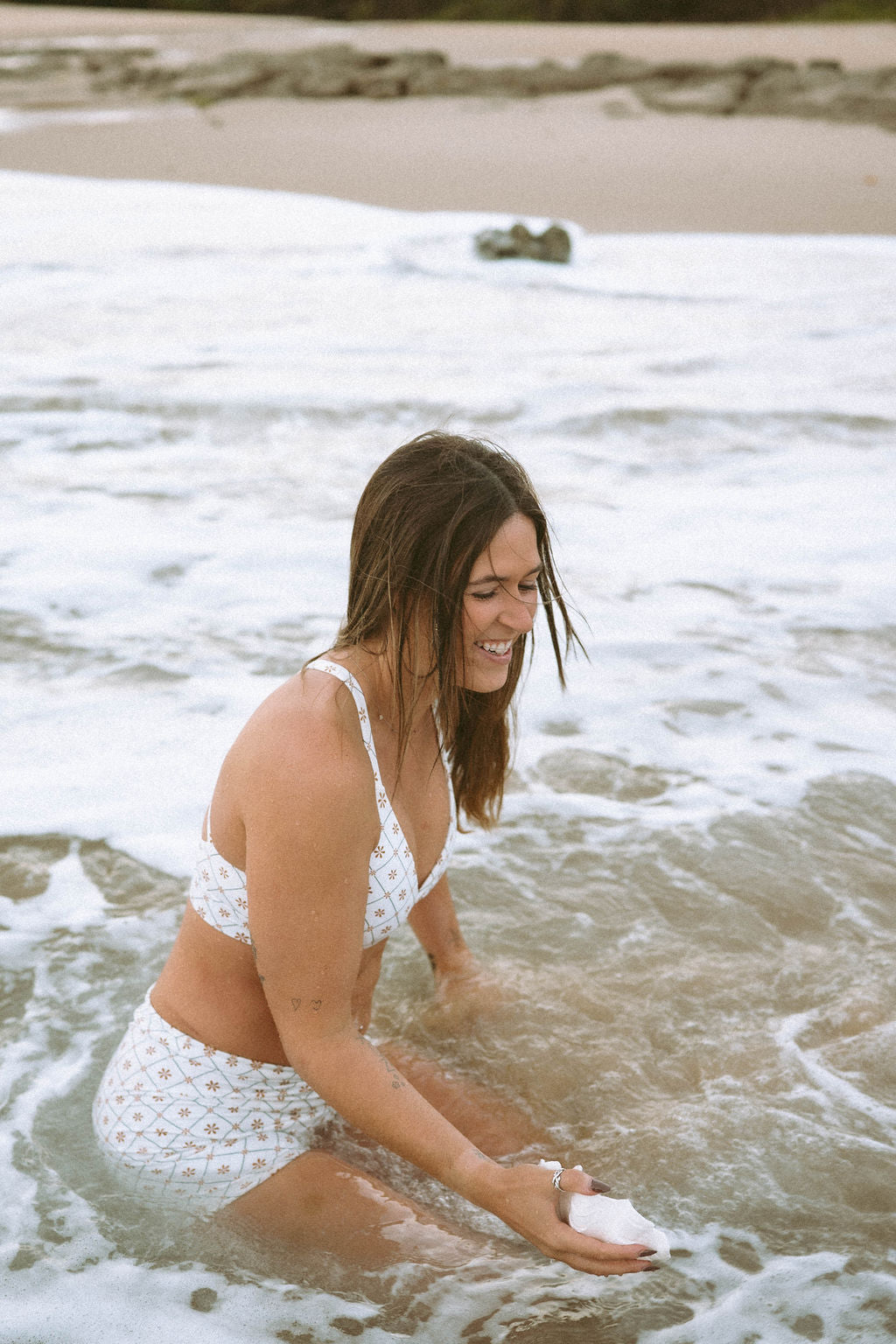 Willow Triangle Bralette bikini top in Dune Daisy by Sunfolk Swimwear Australia